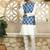 Silk blend solid cream kurta and churidar with blue printed nehru jacket