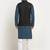 Cotton denim blue kurta and pyjama with black nehru jacket