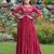 Maroon rayon kutchi gamthi work navratri ruffle gown