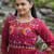 Maroon rayon kutchi gamthi work navratri ruffle gown