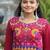 Maroon rayon kutchi gamthi work navratri ruffle gown