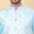 Men silk blend blue kurta and churidar with embroidered nehru jacket