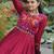 Maroon rayon kutchi gamthi work navratri ruffle gown