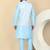 Men silk blend blue kurta and churidar with embroidered nehru jacket