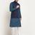 Cotton denim blue kurta and pyjama with nehru jacket