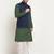 Cotton olive green kurta and pyjama with blue nehru jacket
