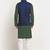 Cotton olive green kurta and pyjama with blue nehru jacket