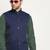 Cotton olive green kurta and pyjama with blue nehru jacket