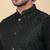 Men silk blend black kurta and churidar with embroidered green nehru jacket