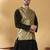Silk bleand black kurta churidar with abstract printed green nehru jacket