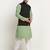 Cotton green kurta and pyjama with twill black nehru jacket