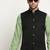 Cotton green kurta and pyjama with twill black nehru jacket