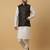 Men's cream kurta and churidar with sequenced cotton silk nehru jacket