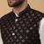 Men's cream kurta and churidar with sequenced cotton silk nehru jacket