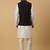 Men's cream kurta and churidar with sequenced cotton silk nehru jacket