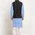 Cotton sky blue kurta and pyjama with twill black nehru jacket