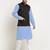 Cotton sky blue kurta and pyjama with twill black nehru jacket