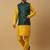 Men's yellow kurta and churidar with sequenced cotton silk nehru jacket