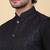 Men silk blend black kurta and churidar with embroidered navy blue nehru jacket