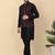 Men silk blend black kurta and churidar with embroidered purple nehru jacket