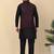 Men silk blend black kurta and churidar with embroidered purple nehru jacket
