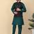 Men silk blend green kurta and churidar with embroidered nehru jacket