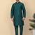 Men silk blend green kurta and churidar with embroidered nehru jacket