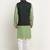Cotton green kurta and pyjama with twill green nehru jacket