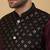 Men's purple kurta and churidar with sequenced cotton silk nehru jacket