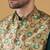 Silk bleand green kurta churidar with abstract printed green nehru jacket