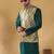 Silk bleand green kurta churidar with abstract printed green nehru jacket