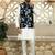Silk blend solid cream kurta and churidar with floral green nehru jacket