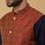 Men's navy blue kurta and churidar with jacquard ethnic motifs printed nehru jacket