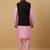 Men's pink kurta and churidar with sequenced cotton silk nehru jacket