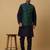 Men's navy blue kurta and churidar with jacquard ethnic nehru jacket