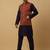 Men's navy blue kurta and churidar with jacquard ethnic motifs printed nehru jacket