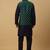 Men's navy blue kurta and churidar with jacquard ethnic nehru jacket