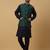 Men's navy blue kurta and churidar with jacquard ethnic nehru jacket