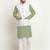 Cotton green kurta and pyjama with twill white nehru jacket