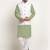 Cotton green kurta and pyjama with twill white nehru jacket