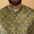 Silk bleand cream kurta churidar with abstract printed green nehru jacket