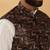 Silk bleand cream kurta churidar with abstract printed black nehru jacket