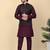 Men silk blend navy purple kurta and churidar with embroidered nehru jacket