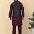 Men silk blend navy purple kurta and churidar with embroidered nehru jacket