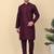 Men silk blend navy purple kurta and churidar with embroidered nehru jacket