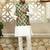 Silk blend solid cream kurta and churidar with green printed nehru jacket