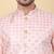 Men silk blend peach kurta and churidar with embroidered nehru jacket