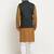 Cotton gold tonned kurta and pyjama with green nehru jacket