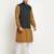 Cotton gold tonned kurta and pyjama with green nehru jacket