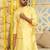 Silk blend solid yellow kurta and churidar with tie-dye yellow nehru jacket